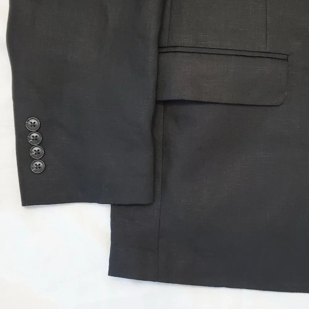 Haspel Frank Stella Mens Black 100% Linen Sport Coat Blazer Jacket 43R